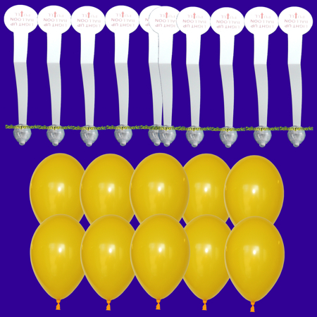 10 LED's und 10 gelbe Luftballons