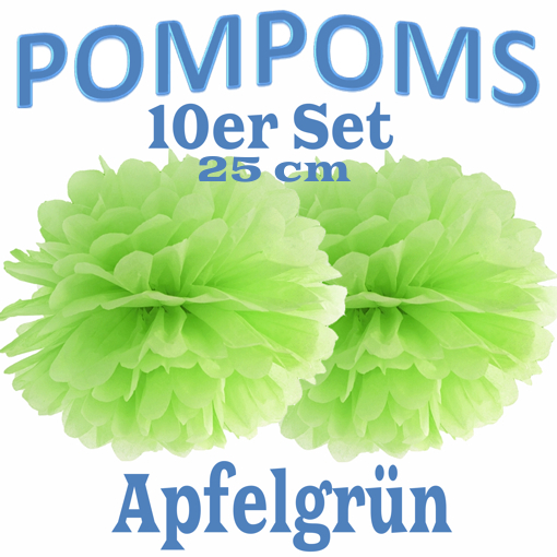 10-Pompoms-25-cm-Apfelgruen