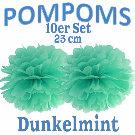 10-Pompoms-25-cm-Dunkelmint