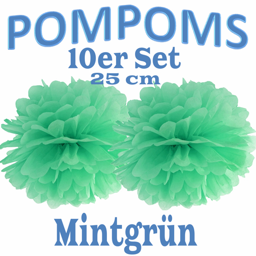 10-Pompoms-25-cm-Mintgruen