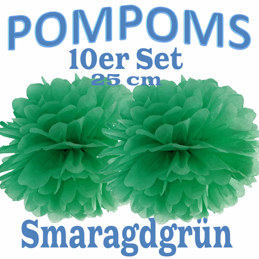 10-Pompoms-25-cm-Smaragdgruen