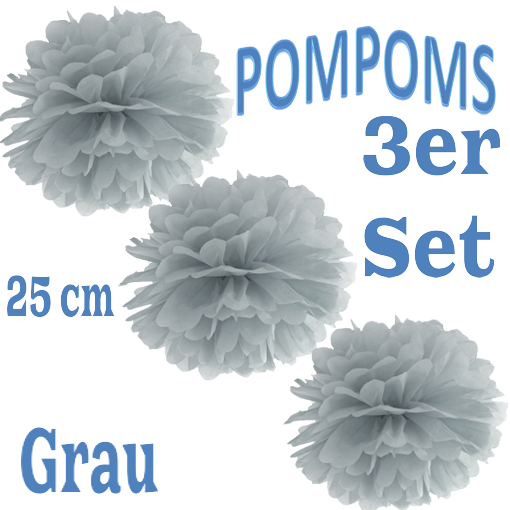 3-Pompoms-25-cm-Grau