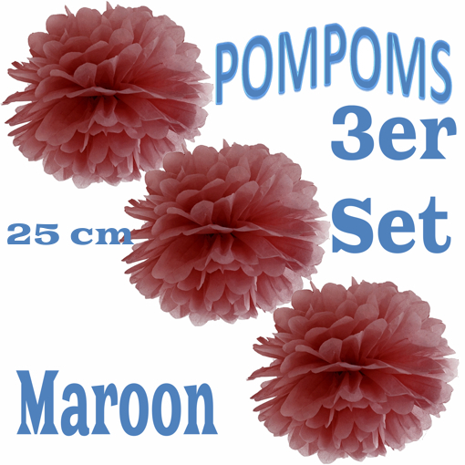 3-Pompoms-25-cm-Maroon