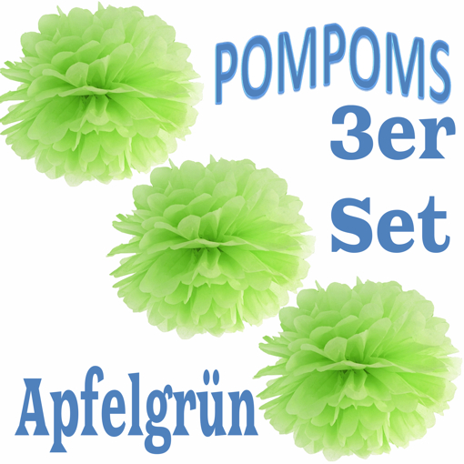3-Pompoms-35-cm-Apfelgruen