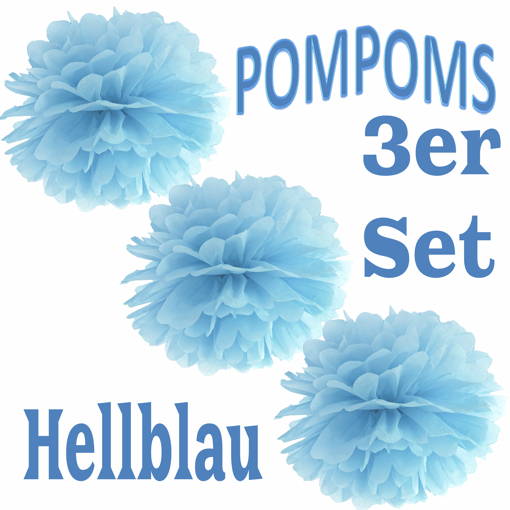 3-Pompoms-35-cm-Hellblau