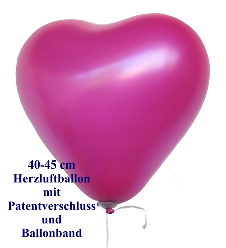 40 bis 45 cm Herzluftballon mit Patentverschluss und Ballonband