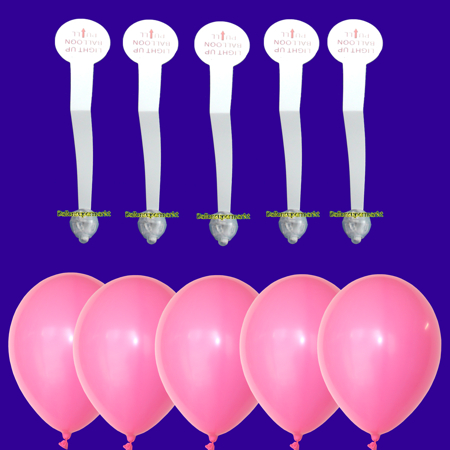 5 LED's und 5 rosa Luftballons