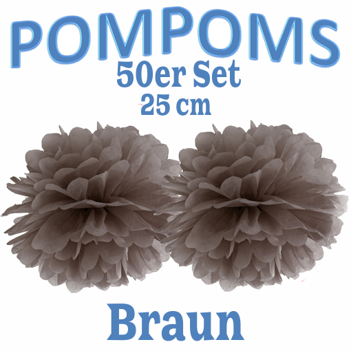 50-Pompoms-25-cm-Braun