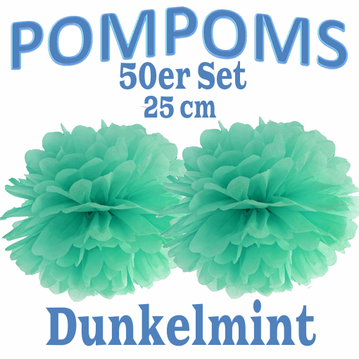 50-Pompoms-25-cm-Dunkelmint