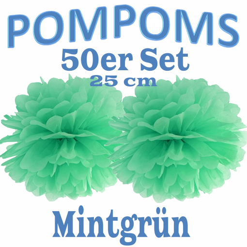 50-Pompoms-25-cm-Mintgruen