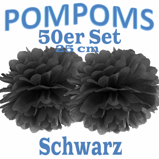 50-Pompoms-25-cm-Schwarz