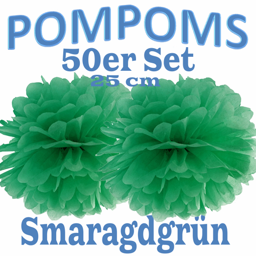 50-Pompoms-25-cm-Smaragdgruen