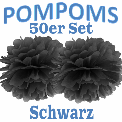 50-Pompoms-35-cm-Schwarz
