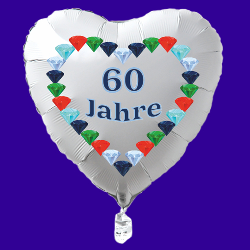 60-Jahre-Diamantene-Hochzeit-weisser-Herz-Luftballon-aus Folie-mit-Ballongas-Helium