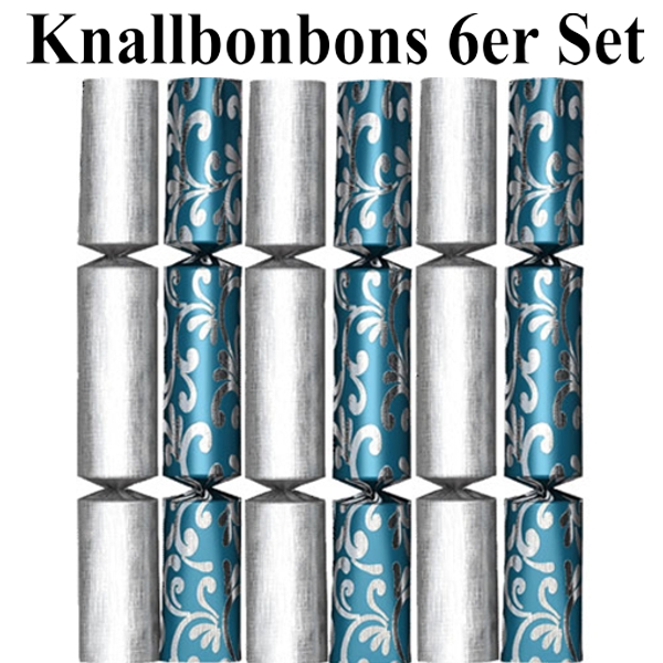 Knallbonbons Silber Blau zu Silvester