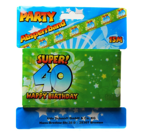 Absperrband-Super-40-Happy-Birthday-zum-40-Geburtstag-Party-Fest-Feier-Fete