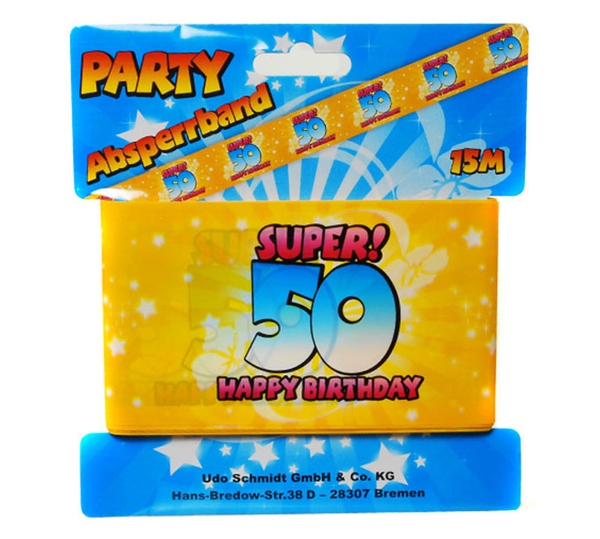 Absperrband-Super-50-Happy-Birthday-zum-50-Geburtstag-Party-Fest-Feier-Fete