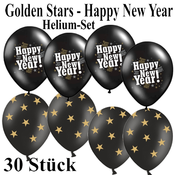 Ballons-Helium-Einweg-Set-Silvester-Golden-Stars-Happy-New-Year