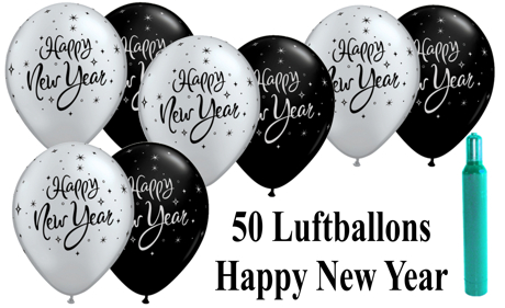 Ballons-Helium-Set-50-Luftballons-Silvester-Happy-New-Year-50-Stueck