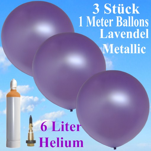 Ballons-Helium-Set-Hochzeit-3-Lavendel-Metallic-1-Meter-Riesenballons-mit-Helium