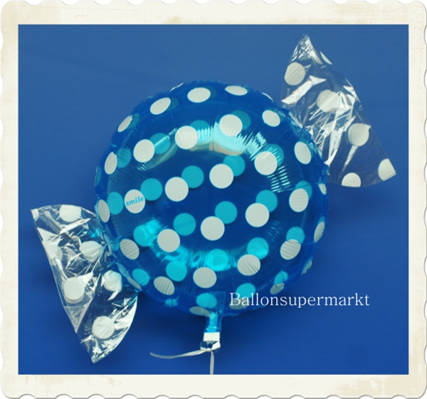 Bonbon-Luftballon-aus-Folie-Punkte-Hellblau