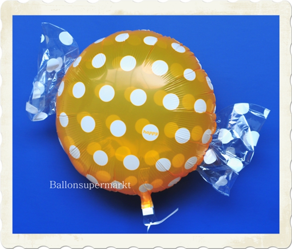 Bonbon-Luftballon-aus-Folie-Punkte-Orange
