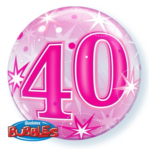 Bubble-Ballon-40.-Geburtstag-Happy-Birthday-Pink-Luftballon-Geburtstag-Fest-Feier