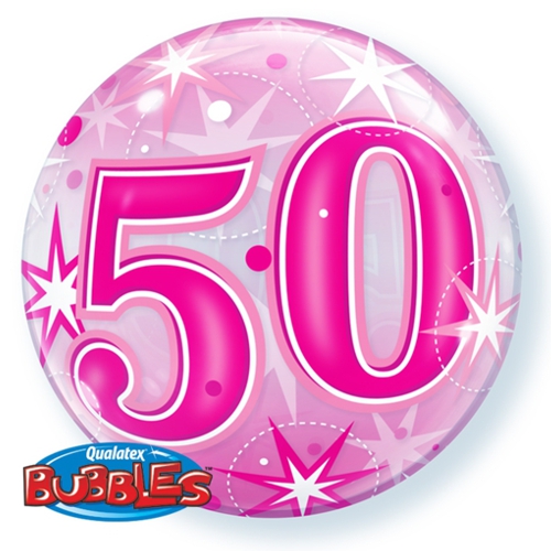 Bubble-Ballon-50.-Geburtstag-Happy-Birthday-Pink-Luftballon-Geburtstag-Fest-Feier