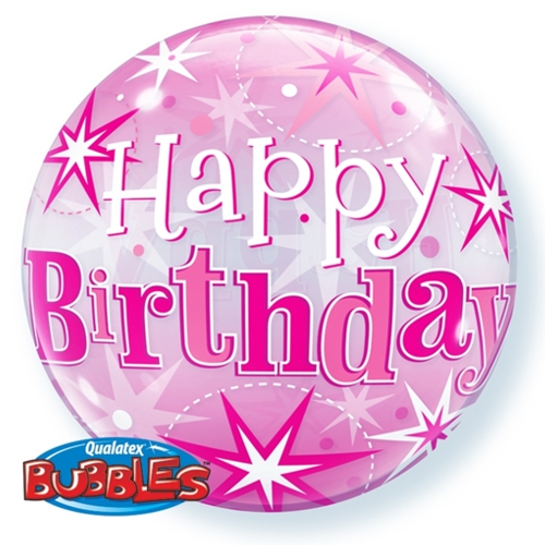 Bubble-Ballon-Happy-Birthday-Pink-Luftballon-Geburtstag-Fest-Feier