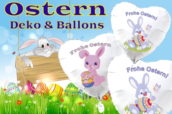 Dekoration und Luftballons zu Ostern, Osterfestdekoration