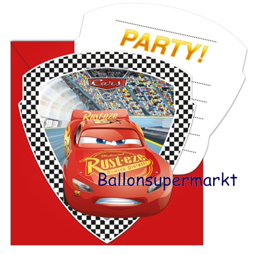 Einladungskarten-Cars-3-Partydekoration-Kindergeburtstag-Lightning-McQueen-Auto