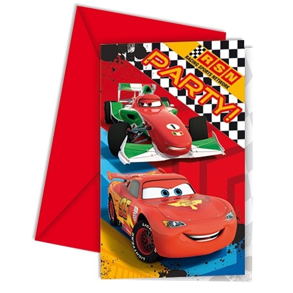 Einladungskarten-Cars-RSN-Lightning-McQueen-Francesco-Bernoulli-Rennauto-Auto