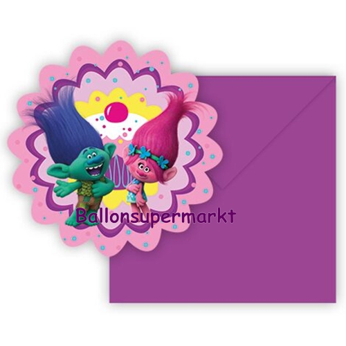 Einladungskarten-Trolls-Partydekoration-zum-Kindergeburtstag-Poppy-Branch
