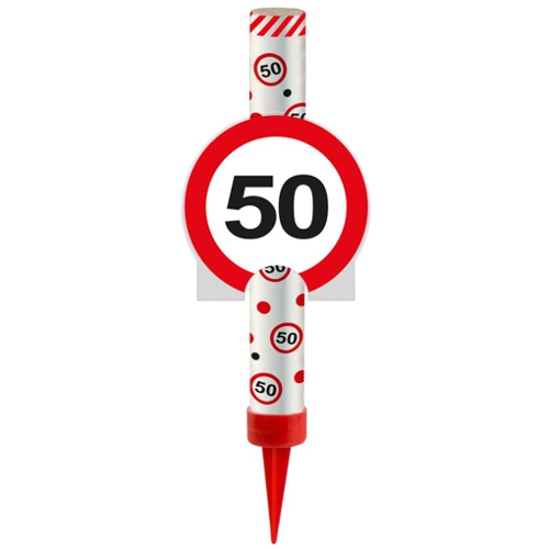 Eisfontaene-Verkehrsschild-50-Dekoration-50.-Geburtstag-Jubilaeum-Tischdekoration-Tortendeko