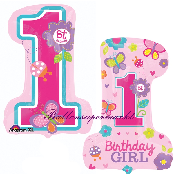 Folienballon-1st-Birthday-Girl-Shape-Zahl-1-zum-1-Geburtstag-Maedchen-Luftballon