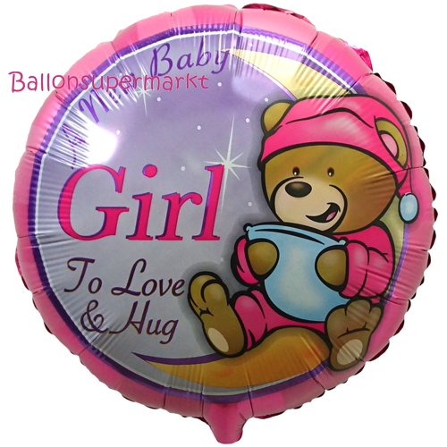 Folienballon-A-New-Baby-Girl-Teddy-Luftballon-zur-Geburt-Babyparty-Taufe-Maedchen