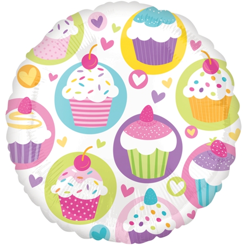 Folienballon-Cupcake-Party-rund-Luftballon-Geschenk-Geburtstag-Partydekoration-Candy-Bar
