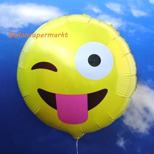 Folienballon-Emoticon-mit-rausgestreckter-Zunge-Luftballon-Geschenk-Smiley-verrueckter-Emoji-Gruss