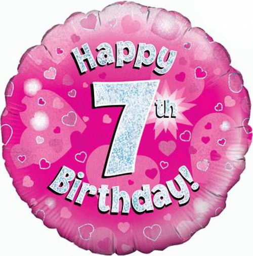 Folienballon-Geburtstag-Happy-7th-Birthday-Pink-Luftballon-Geschenk-Dekoration-zum-7-Geburtstag