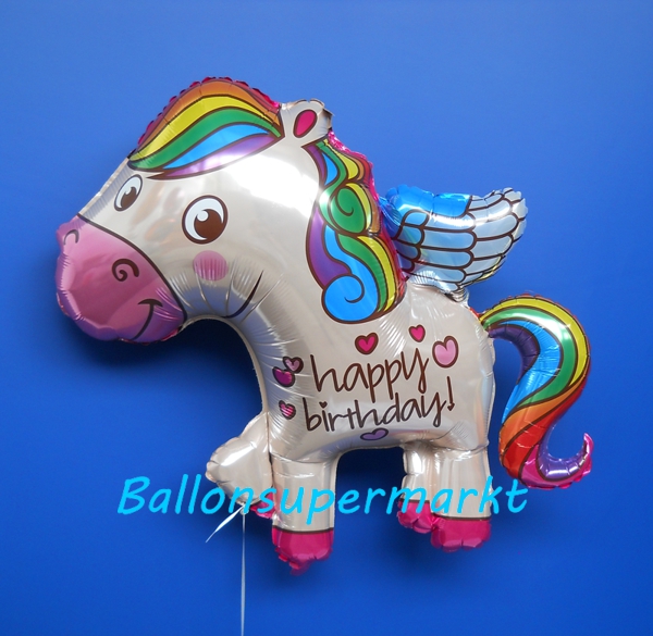 Folienballon-Happy-Birthday-Pony-Pegasus-Shape-Geburtstag-Luftballon-Geschenk