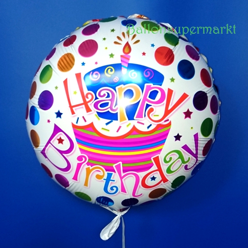 Folienballon-Happy-Birthday-Torte-und-Punkte-Luftballon-Geschenk-zum-Geburtstag