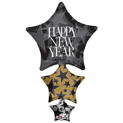 Folienballon-Happy-New-Year-Stars-Shape-Cluster-Luftballon-zu-Silvester-Neujahr