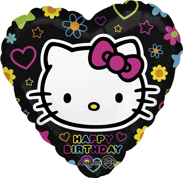 Folienballon-Hello-Kitty-Happy-Birthday-Kindergeburtstag-Luftballon-Ballon