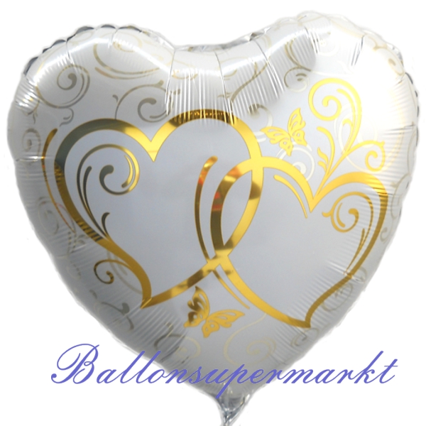 Folienballon-Herzen-verschlungen-gold-Luftballon-Hochzeit-Hochzeitsdekoration-Goldhochzeit-Ballon