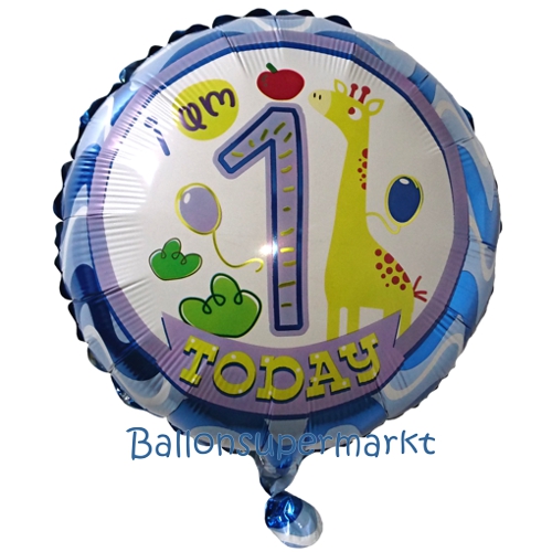 Folienballon-I-am-1-today-rund-Giraffe-Luftballon-zum-1.-Geburtstag-Junge-Geschenk