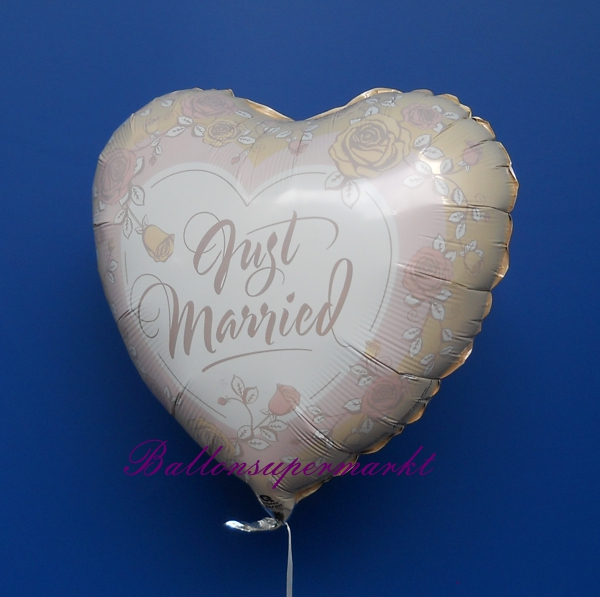 Folienballon-Just-Married-mit-Rosen-zur-Hochzeit-Hochzeitsdekoration-Hochzeitsgeschenk
