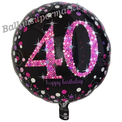 Folienballon-40-Geburtstag-Pink-Celebration-40-Luftballon-holografisch-Geschenk