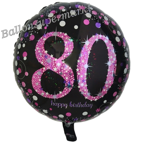 Folienballon-80-Geburtstag-Pink-Celebration-80-Luftballon-holografisch-Geschenk