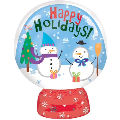 Folienballon-Schneekugel-Happy-Holidays-Luftballon-Geschenk-zu-Weihnachten-Adventsdekoration-Schneemann
