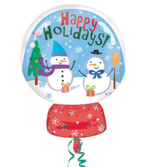 Folienballon-Schneekugel-Happy-Holidays-Luftballon-Geschenk-zu-Weihnachten-Adventsdekoration